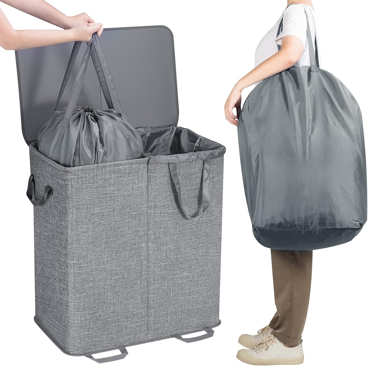 Detalle de Lifewit Double Laundry Hamper 136L
