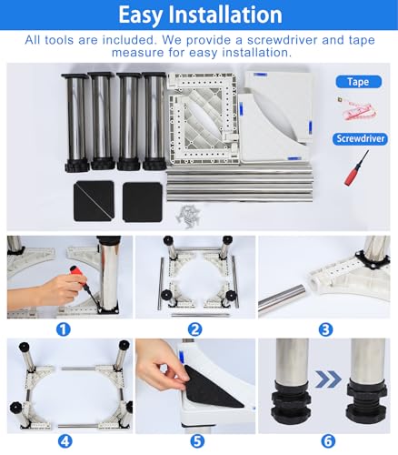 Thumbnail 7 de DEWEL Base ajustable para frigoríficos y electrodomésticos estáticos (28–31 cm de altura, 45–67 cm de largo) – Blanco