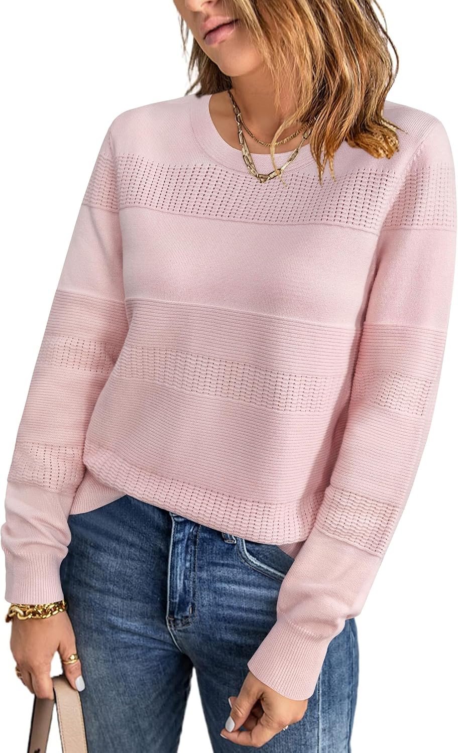 Thumbnail 5 de Arach&Cloz Crochet Knit Pullover Sweater, Crew Neck, Long Sleeves