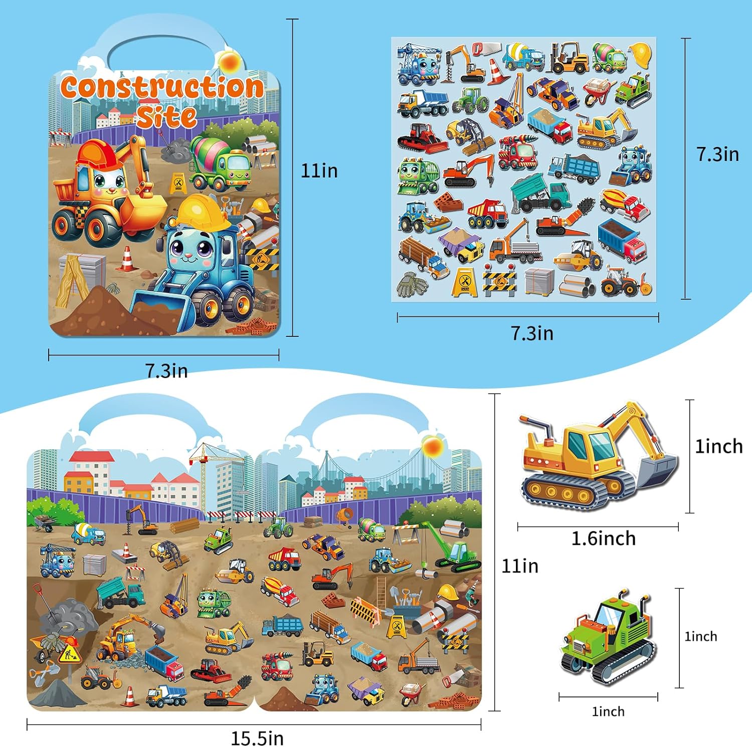 Detalle de Kalysky 12 Set (650pcs) Reusable Sticker Books for Toddlers 2-4 to 5: Packed with 3D HD Reusable Stickers