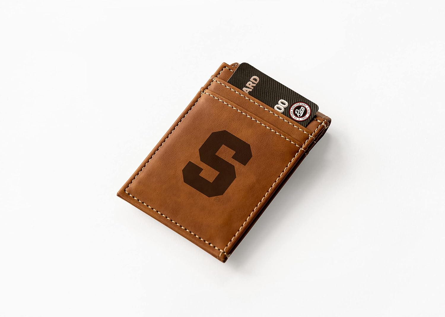 Detalle 2 de NCAA Laser Engraved Front Pocket Wallet (Laser NCAA Logo) — Slim, Magnetic Closure