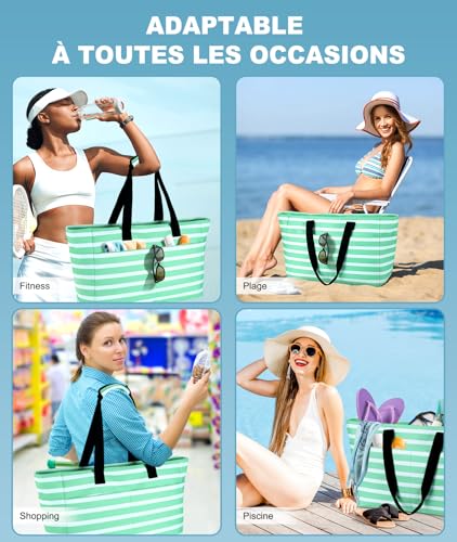 Thumbnail 1 de ISEYOU Grand Sac de Plage XXL Imperméable – 45L, multi-poches et séparation humide/sec