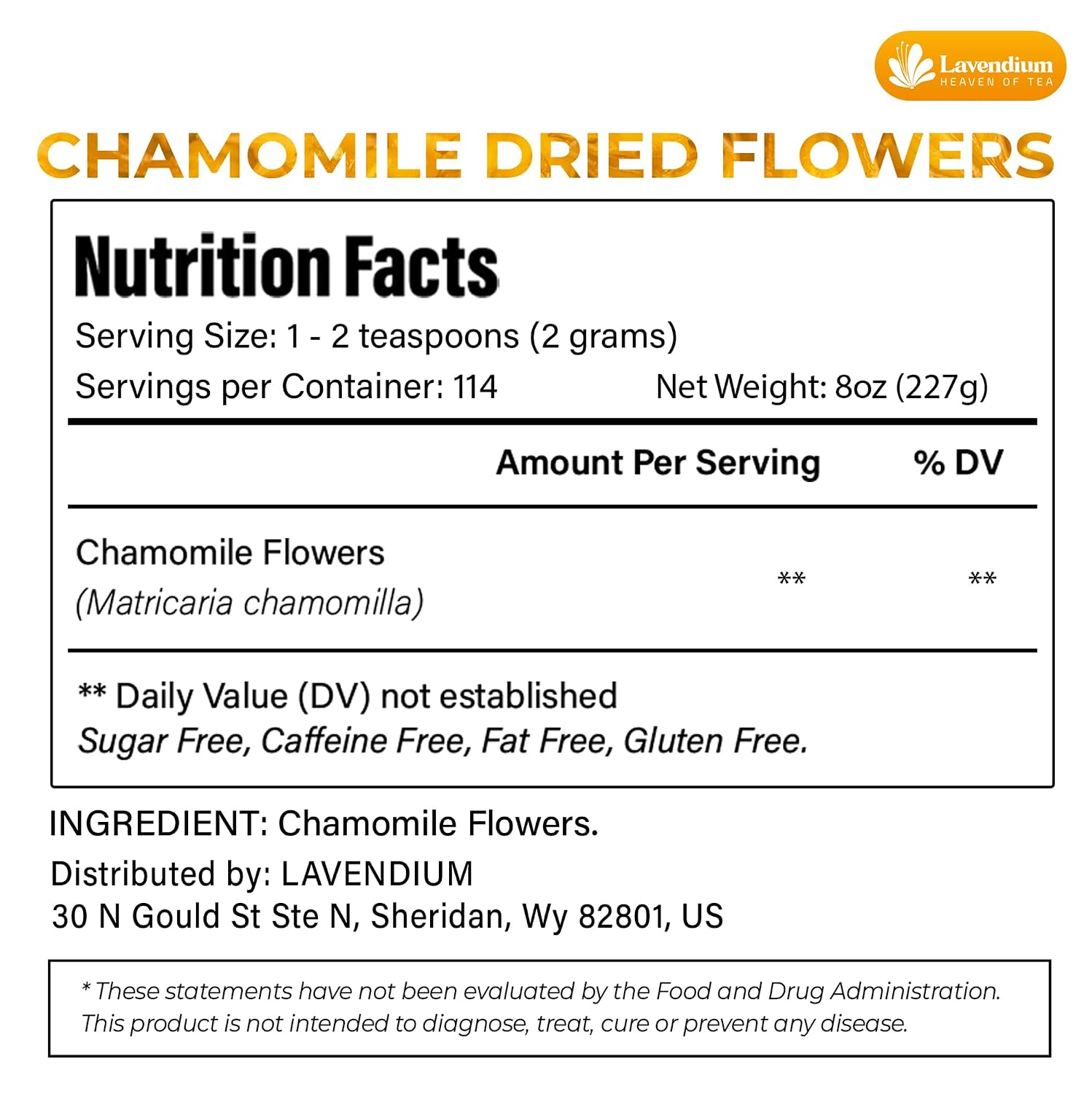 Detalle de Lavendium Dried Chamomile Flowers, 8 oz Whole Blossoms for Tea & Infusions