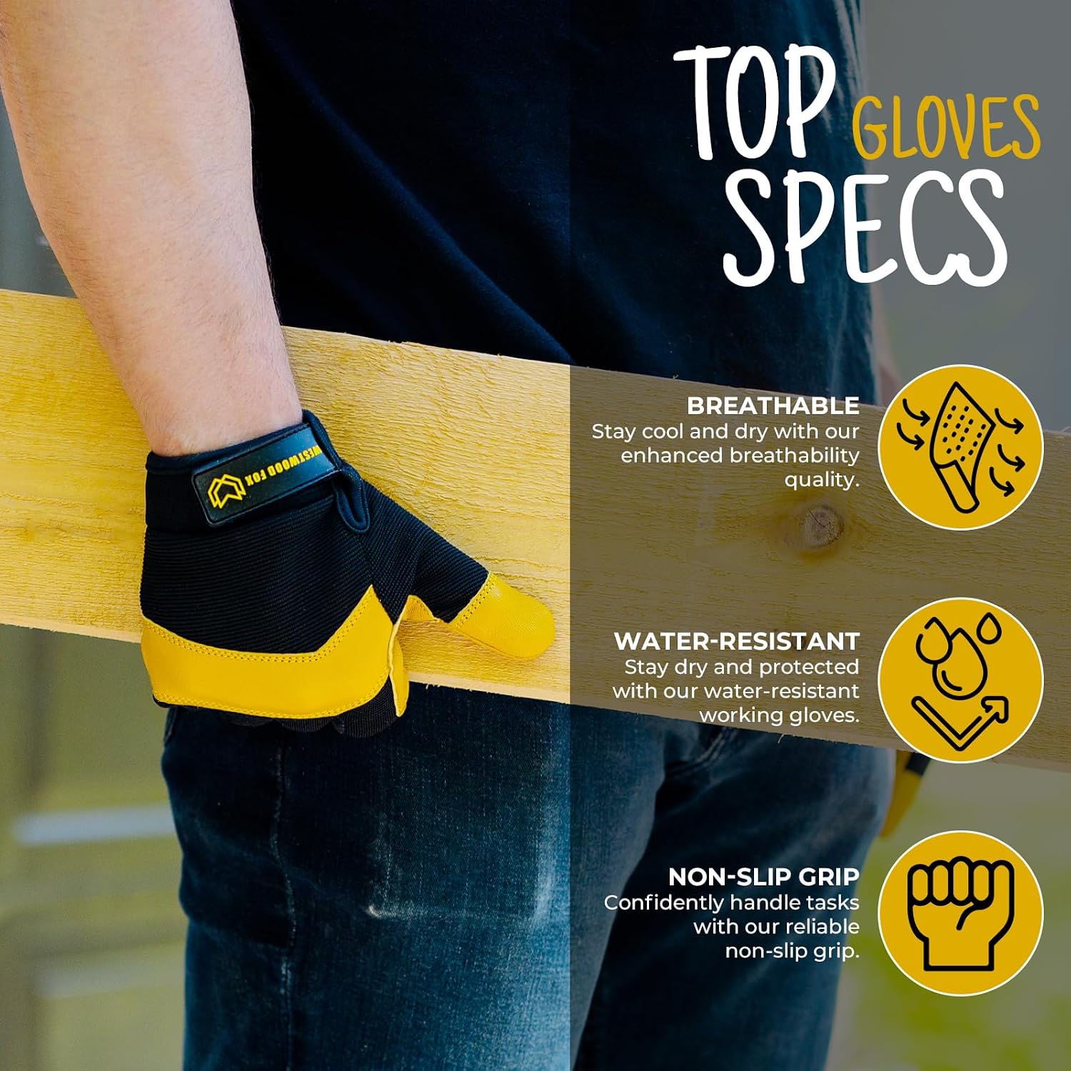 Detalle 2 de Westwood Fox Gardening Working Gloves – Thorn Proof Leather Utility Gloves
