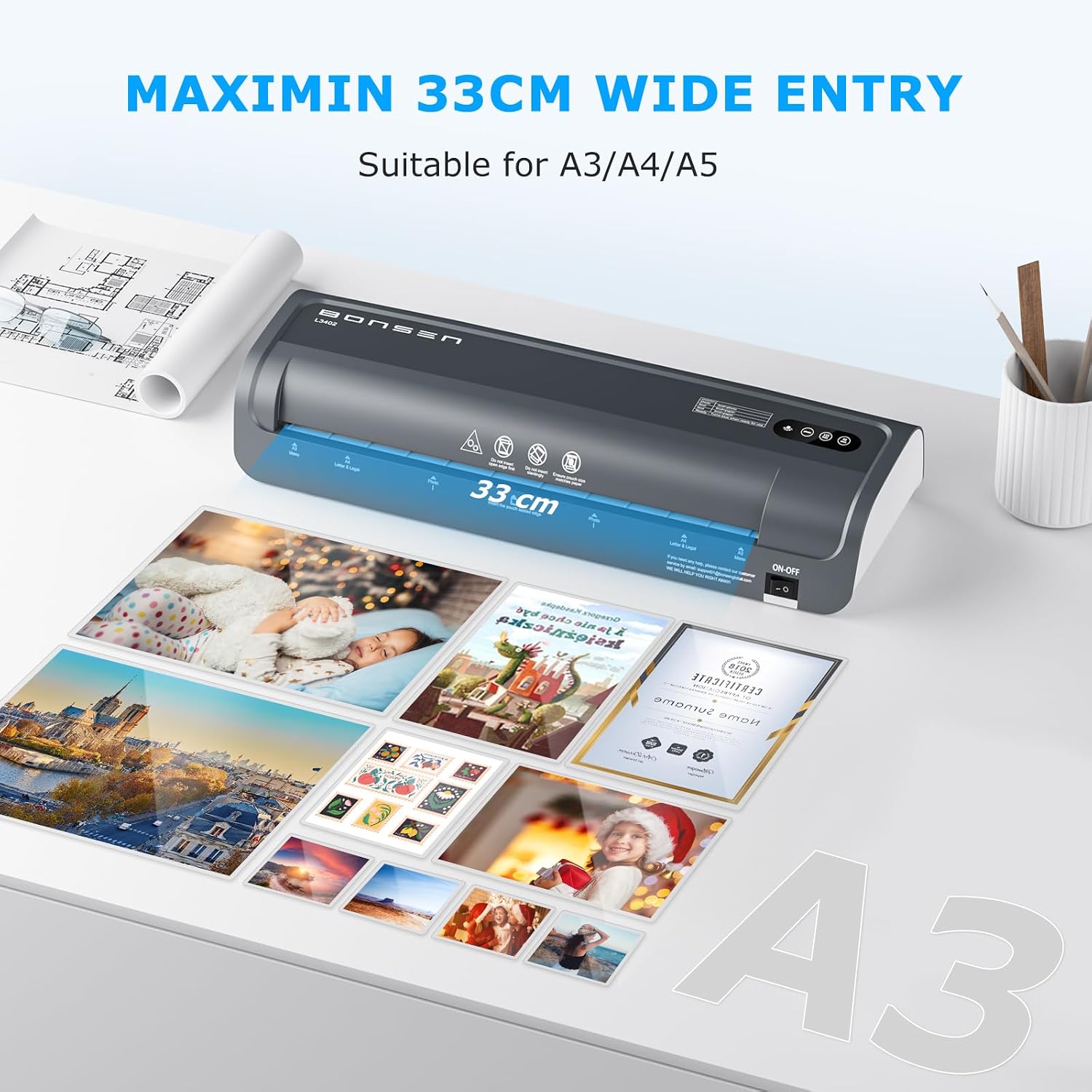 Detalle 2 de BONSEN L3402 A3 Laminator 125mic