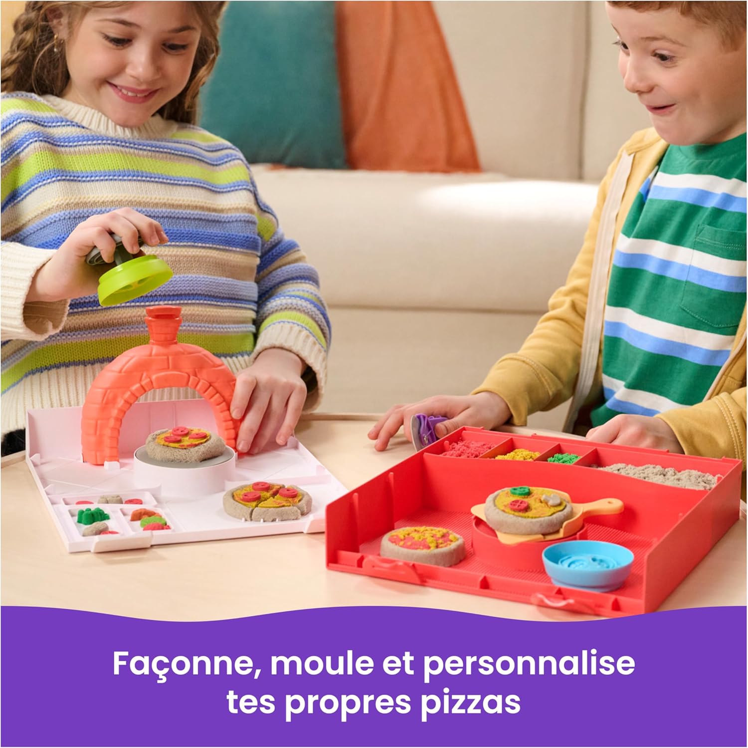 Detalle de Kinetic Sand Sable Magique « Atelier À Pizza Magique » 453 g + 2 accessoires