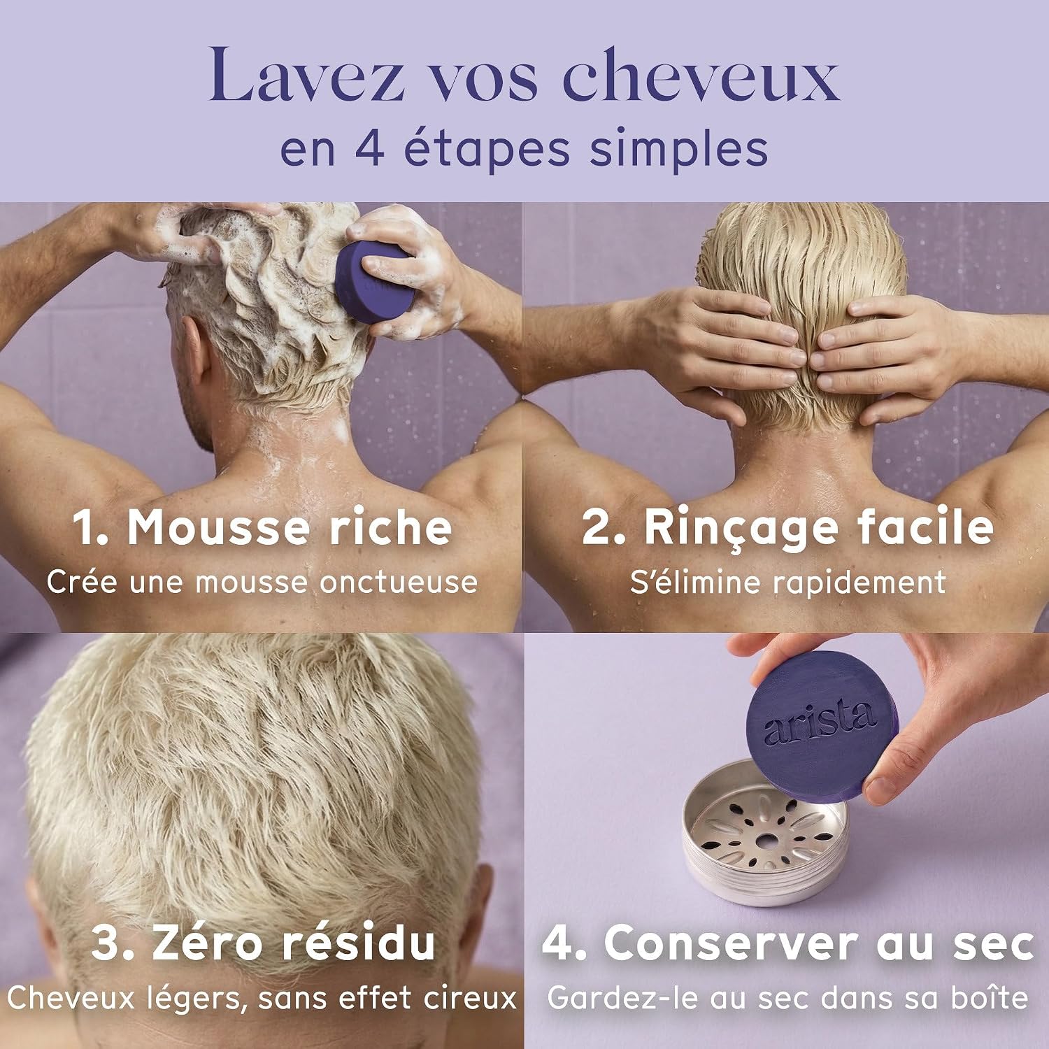 Detalle 2 de Arista Ayurveda Arista Shampoing Violet Solide : anti-jaunissement pour cheveux blondes