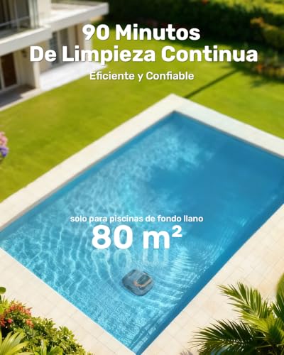 Detalle 2 de Gosvor Robot Limpiafondos Piscina Inalámbrico (Nuovo 2026) – Autonomía de 90 min para suelos de piscinas de hasta 80 m²