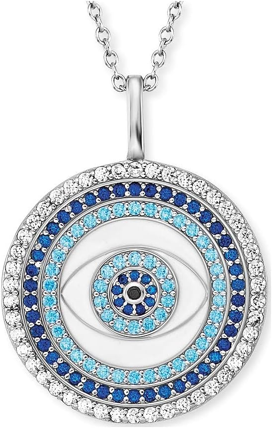 Detalle de Engelsrufer Lucky Eye Kette ERN-Eye-ZIM – rhodiniertes 925er Silberkette mit blauem Augenanhänger, 50 cm