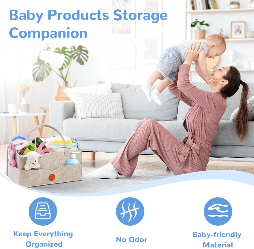 Thumbnail 3 de HAGOT organisateur de couches en feutre avec compartiment amovible, 38 × 25 × 18 cm