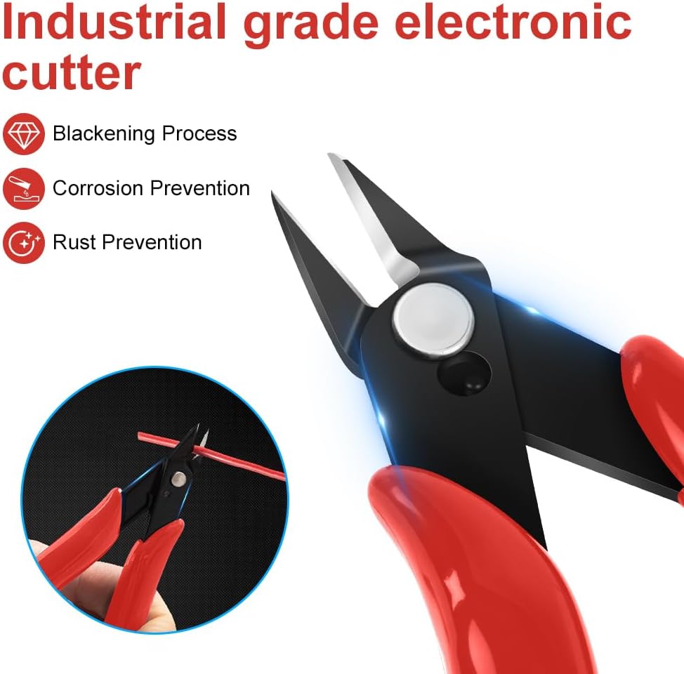 Thumbnail 5 de Ainiv 2PCS Micro Wire Cutter Set with Spring-Loaded Flush Cutters (CRV Steel) – Red