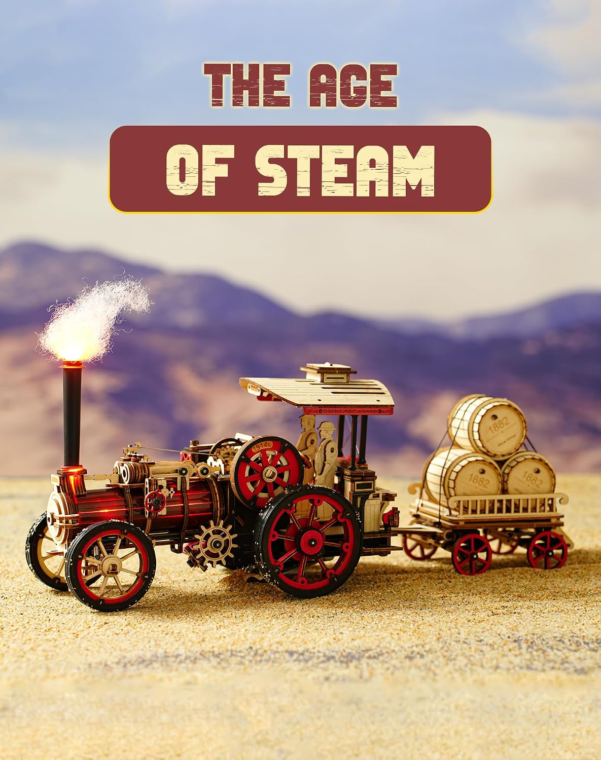 Thumbnail 3 de ROBOTIME Steam Engine 3D wooden train kit 🚂