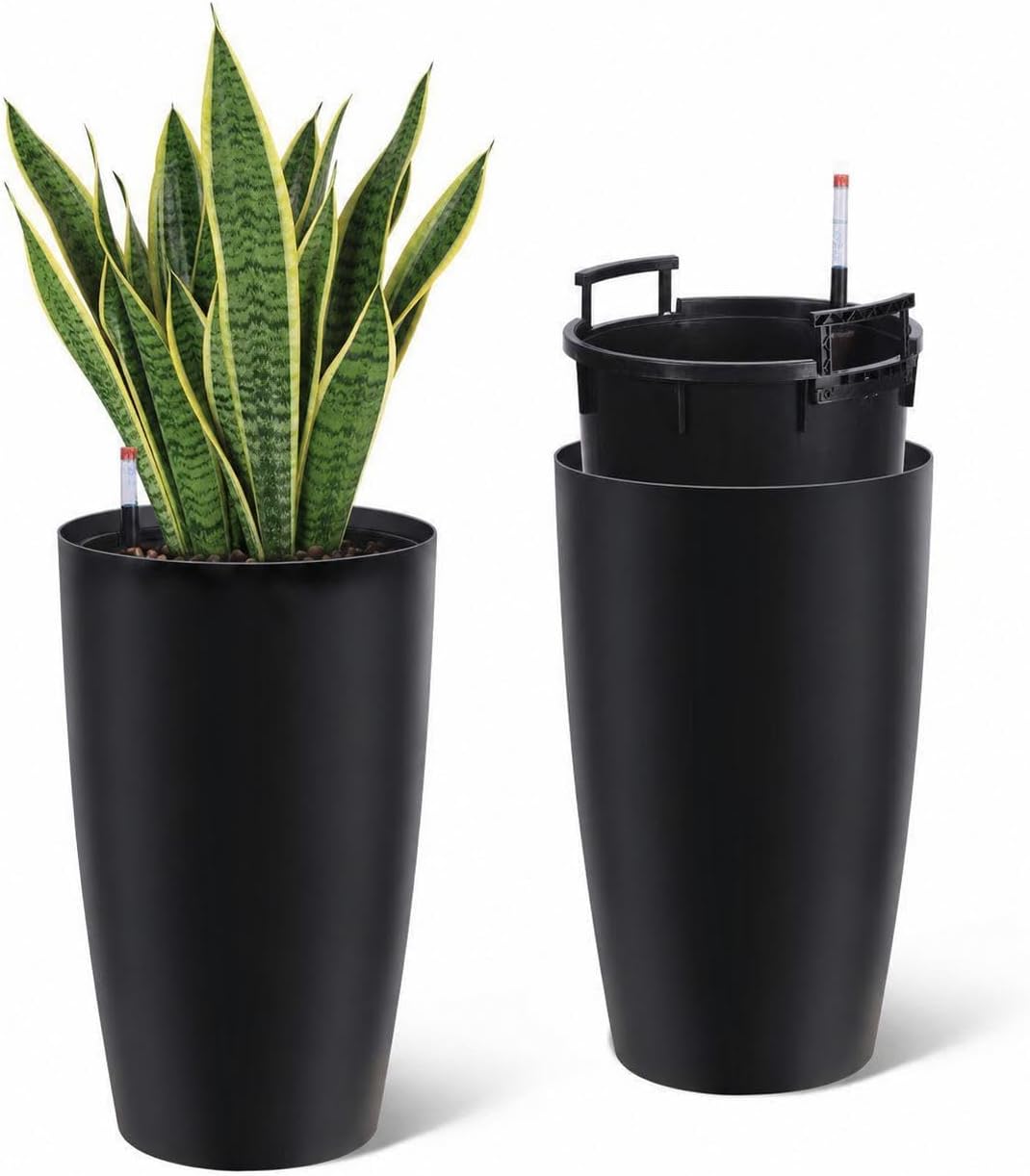 Detalle de WildVenture PHO_33L5 Self-Watering Planters, Set of 2, 22-Inch Tall