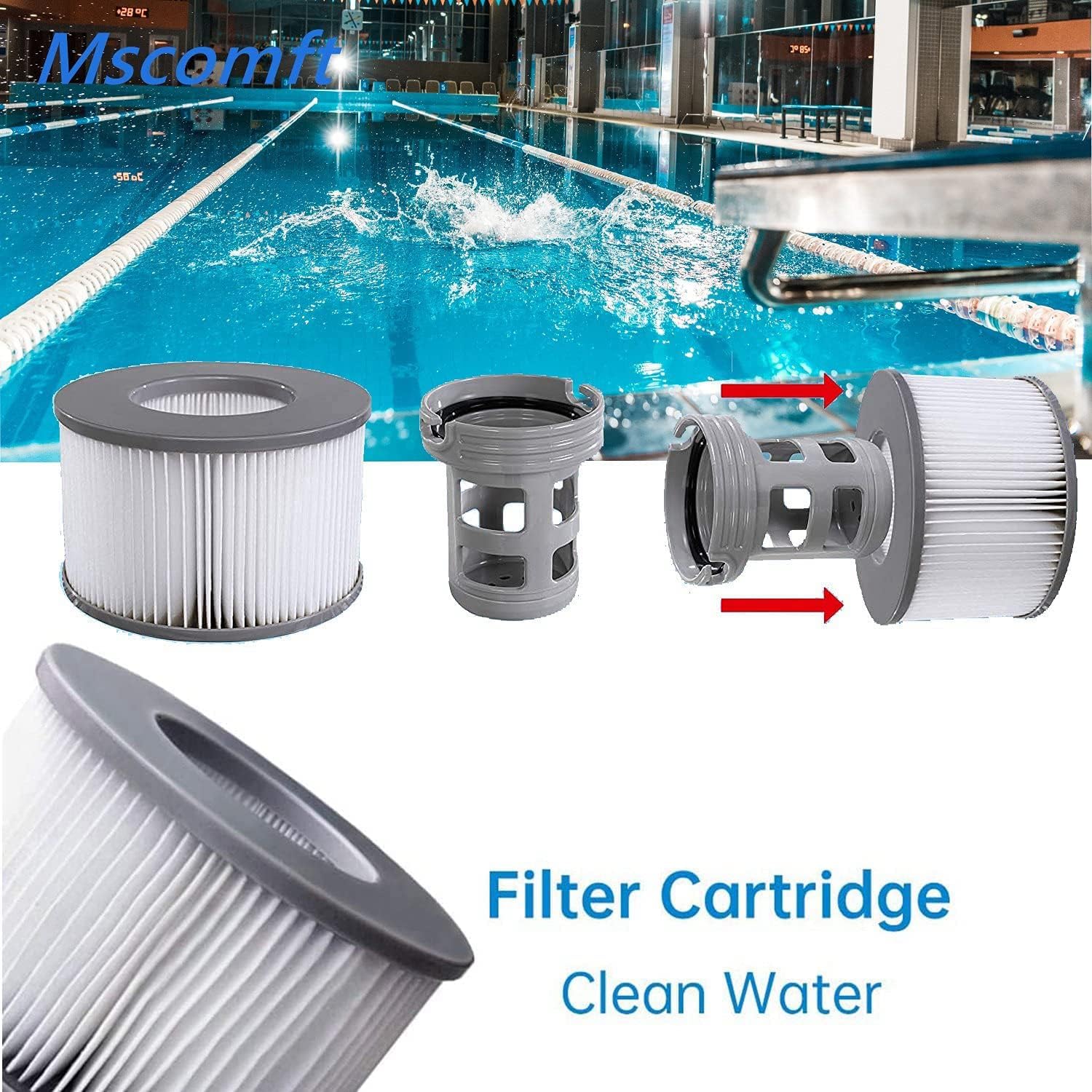 Detalle de Mscomft Ersatzfilter für MSPA Whirlpoal – 8er-Pack Ersatzfilterkartuschen