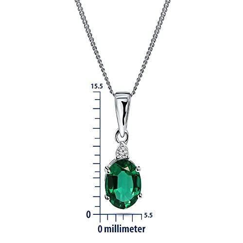 Detalle 2 de MIORE Gold Necklaces for Women with Green Emerald Pendant in 9ct White Gold, 45 cm Curb Chain