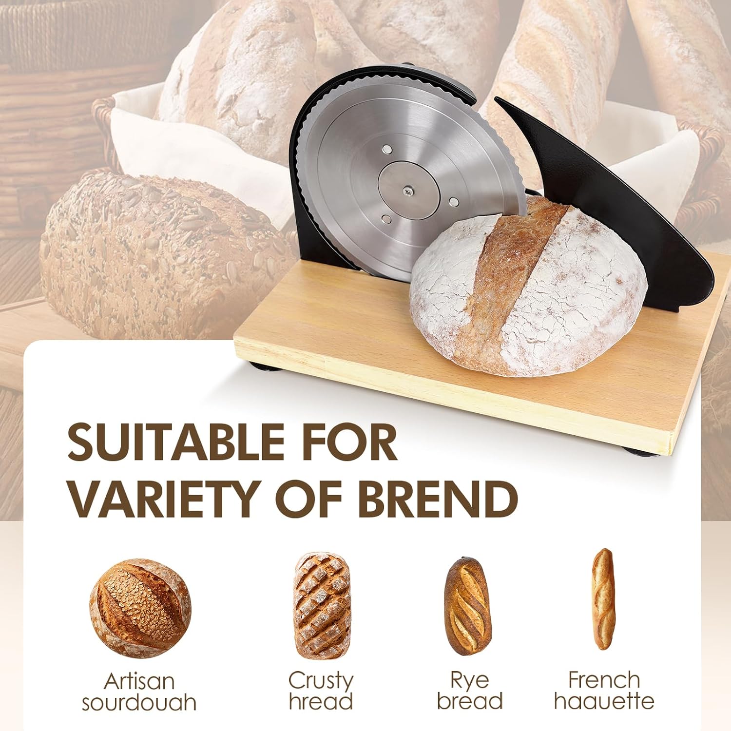 Thumbnail 5 de Brvclon Manual Bread Slicer with Adjustable Thickness