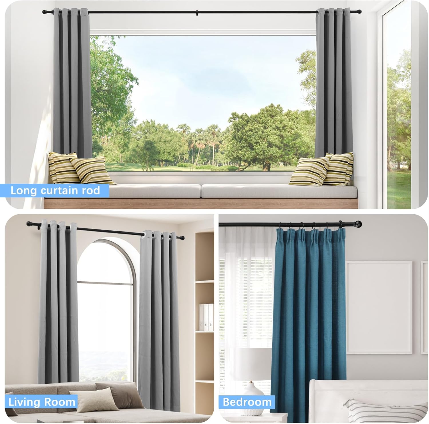 Thumbnail 5 de AMZSEVEN Curtain Rods 60 IN Adjustable