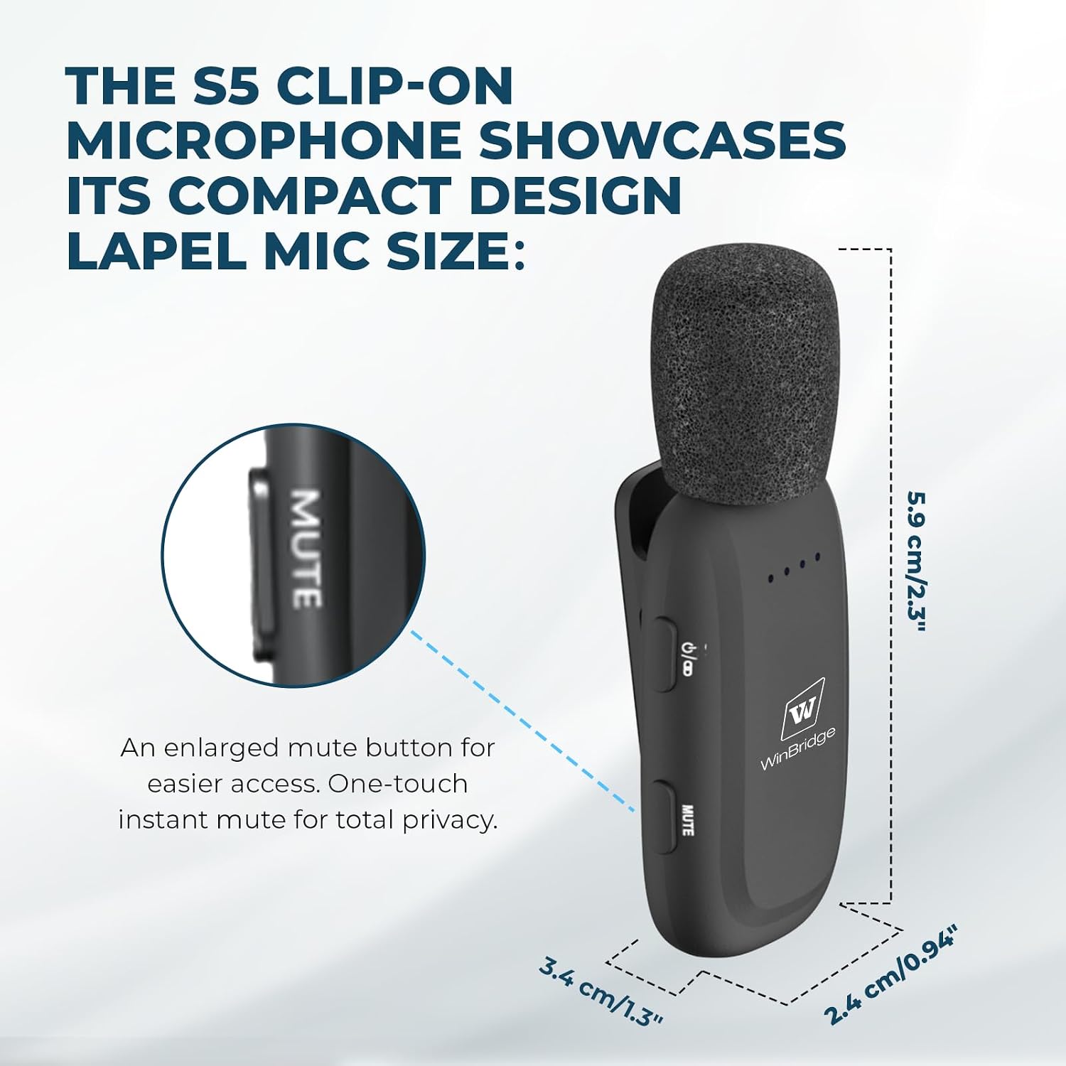 Detalle de WinBridge WB005New_AU Wireless Voice Amplifier with Clip-On Lapel Mic
