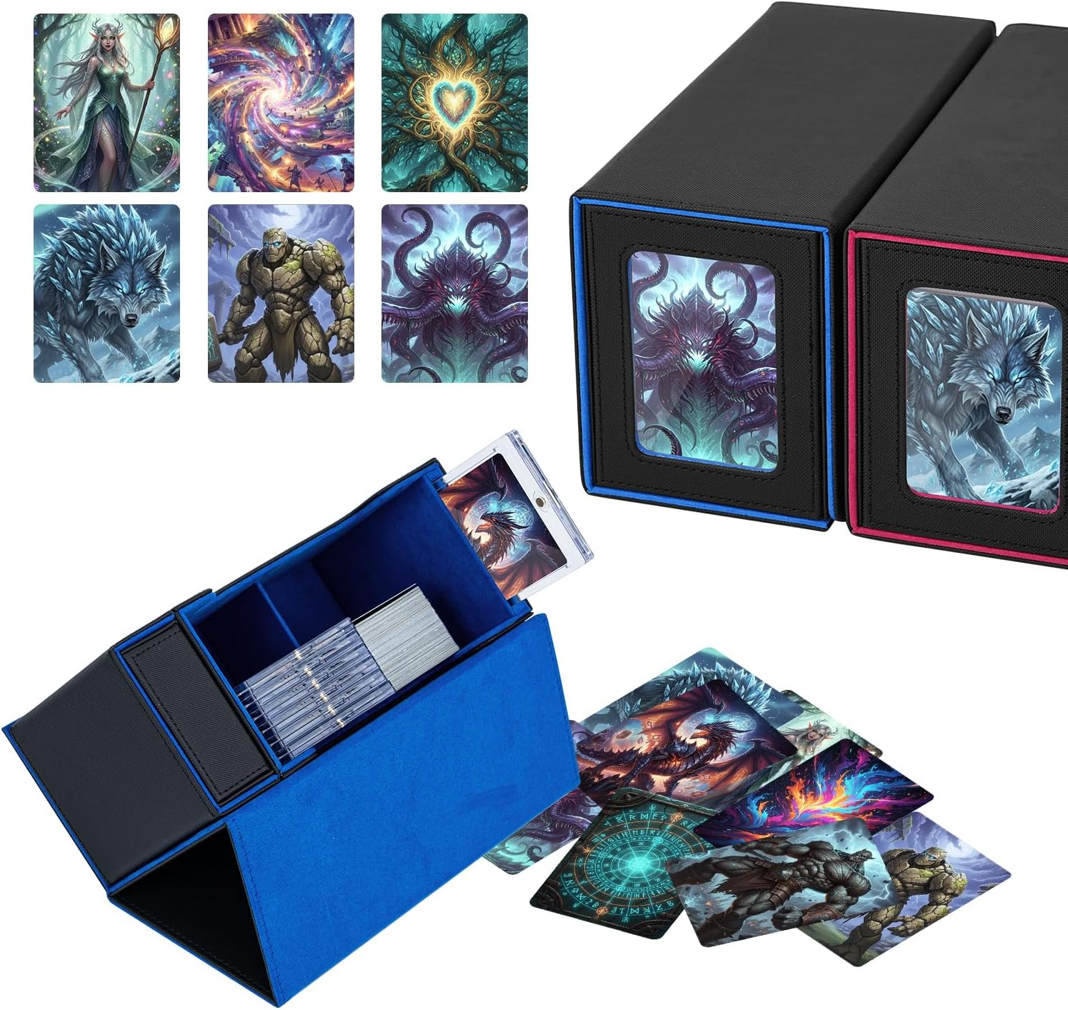 Thumbnail 6 de Tolesum Commander Deck Box: dopio porta mazzo in pelle PU, 22+ carte, box per dadi e ampia capacità