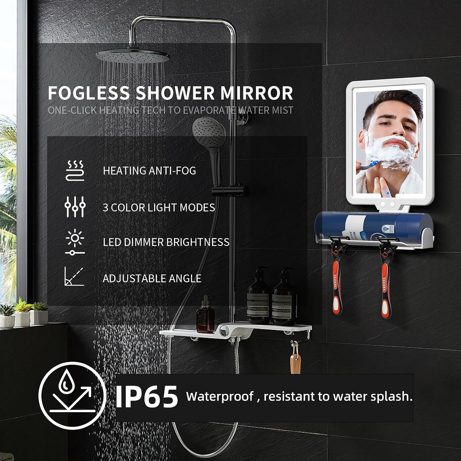 Thumbnail 1 de Lighted Shower Mirror 9.5×7 in Fogless 🪞