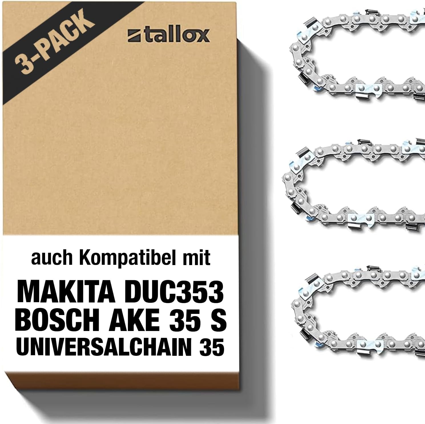 Tallox Sägeketten 3/8 Zoll 1,1 mm 52 TG 35 cm Schwert