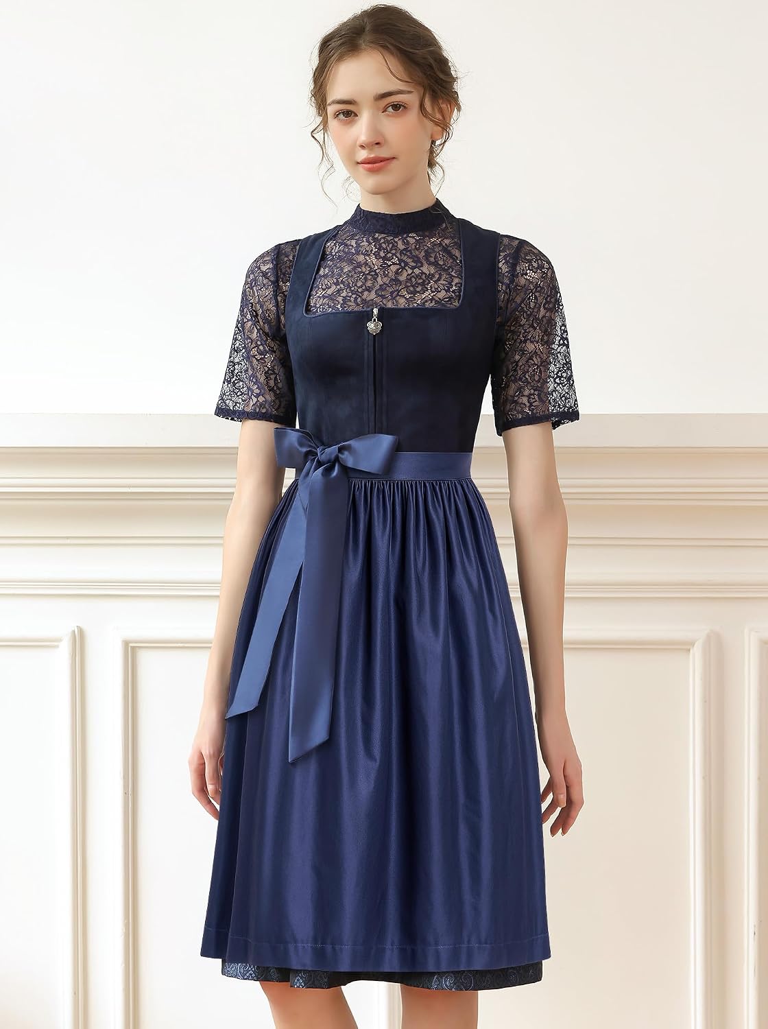 Thumbnail 6 de EIISSION Dirndl Damen midi Lang – 3-teiliges Trachtenset in Blau