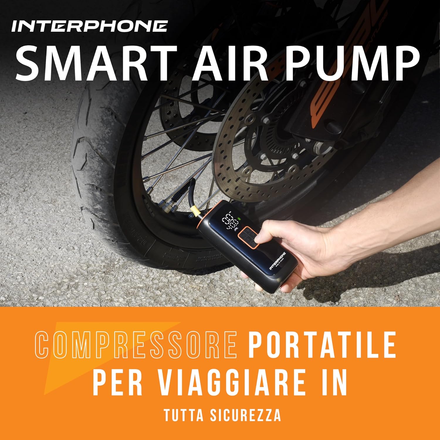 Detalle 2 de INTERPHONE Compressore Portatile ricaricabile 4 min/gomma ⛽