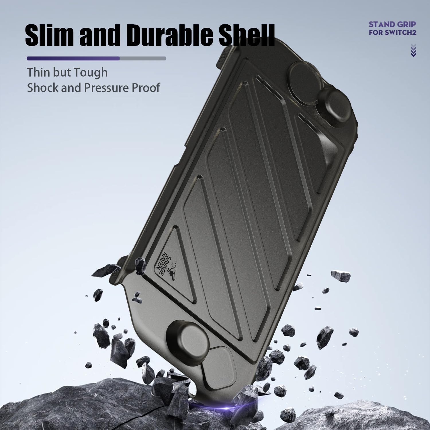 Thumbnail 6 de Savage Raven StandGrip Front Cover Bundle für Nintendo Switch 2 – Hard-Shell Front Cover Smoky Black + StandGrip Textured Grips