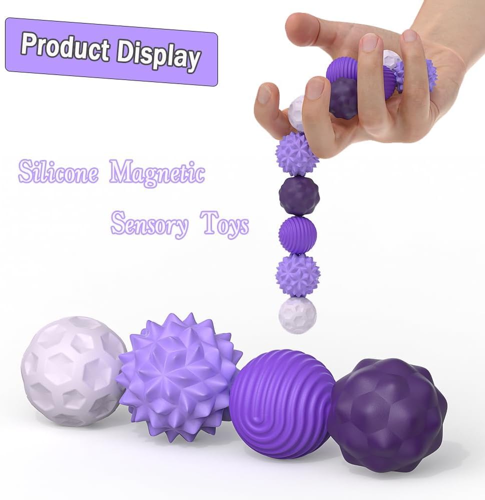 Detalle de Bambebe 8PCS Silicone Magnetic Balls – A Thoughtful, Textured Fidget Set for Focus and Calm