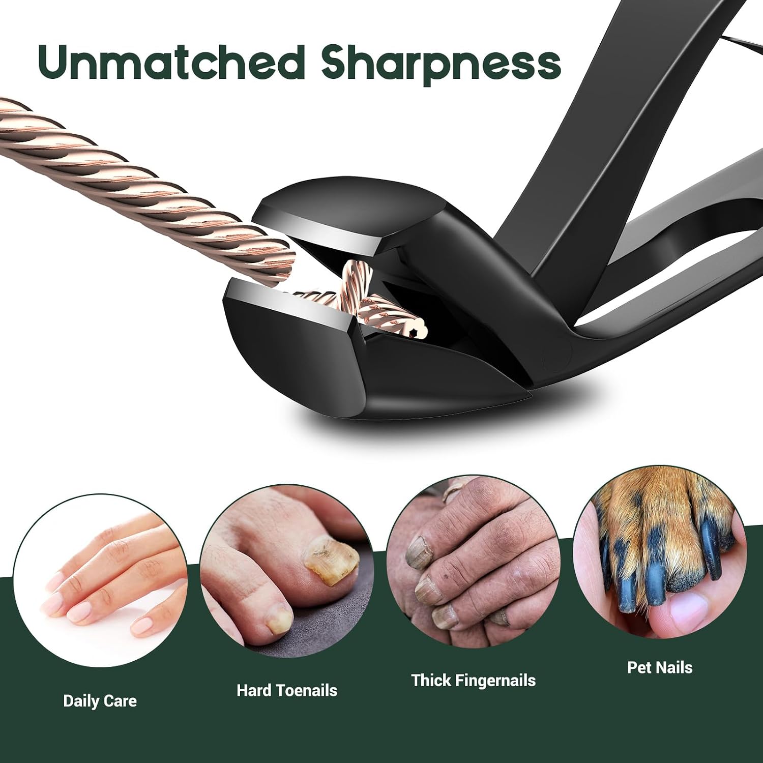Detalle de VANWIN German Nail Clippers for Men: Thick Nails, 16mm Wide Jaw, Angled Head & Catcher