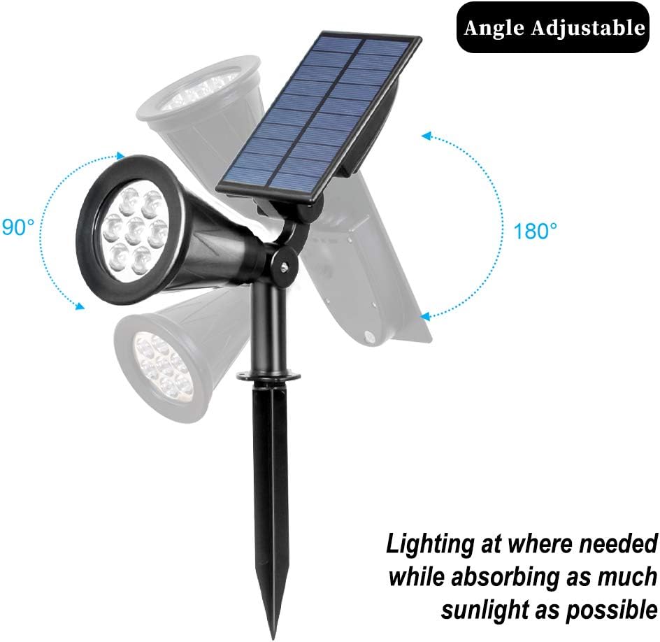 Detalle de ILIKEPOW Solar Lights Outdoor Bright Spotlight with 7 LEDs, 6000K Daylight White, 2-in-1 Wall/Ground Light