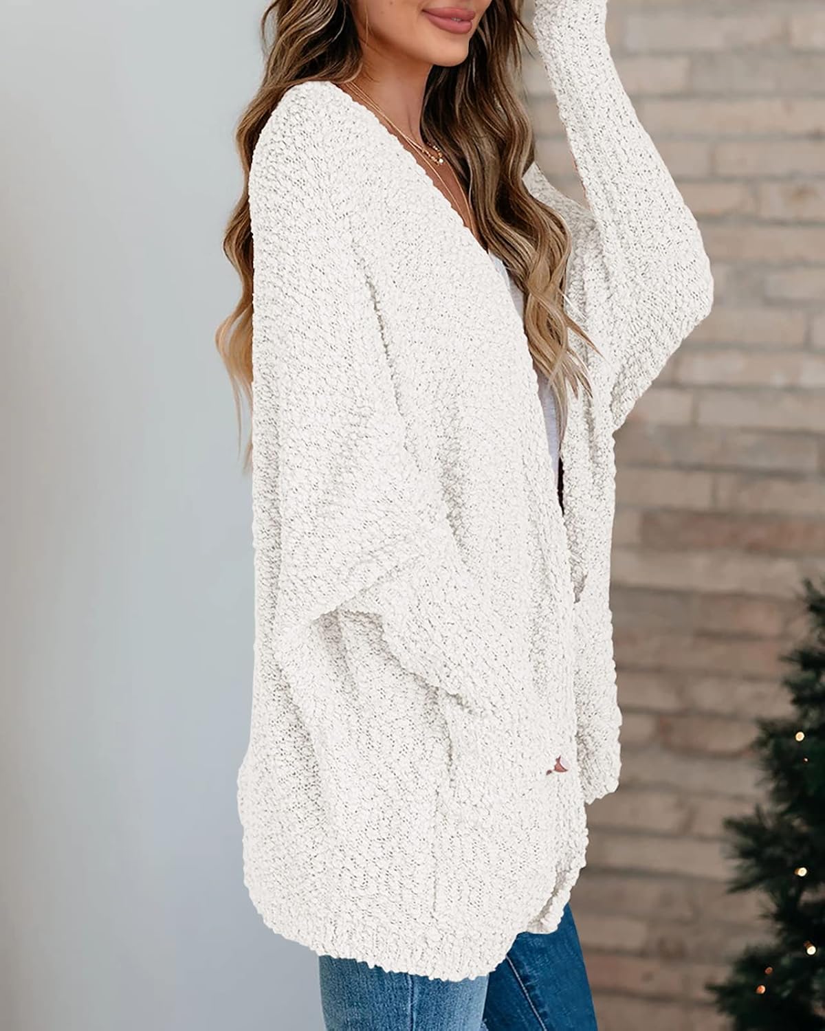 Thumbnail 4 de Saodimallsu Popcorn Knit Oversized Open Cardigan for Women