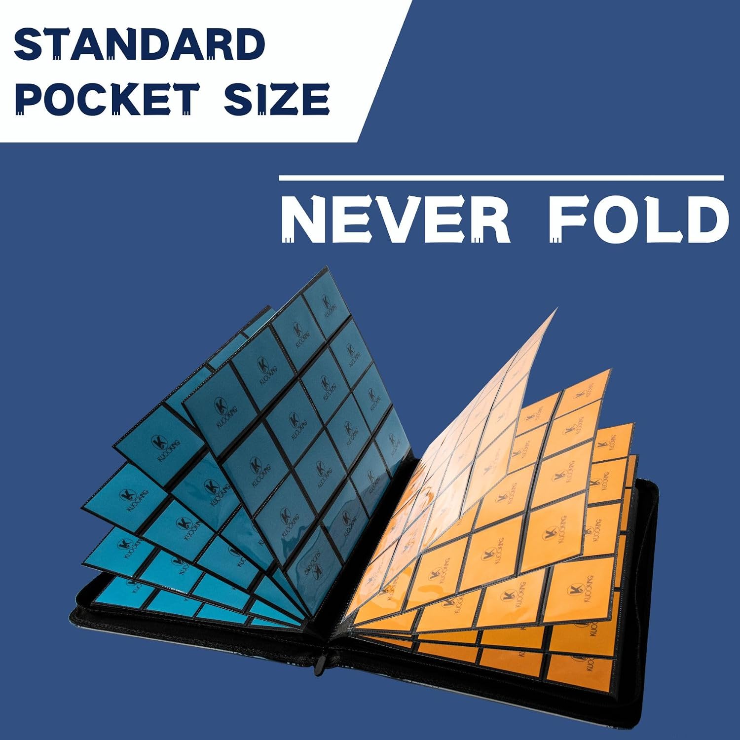 Detalle 2 de KUOOKING K-16-1024 16-Pocket Trading Card Binder, Blue, Zippered