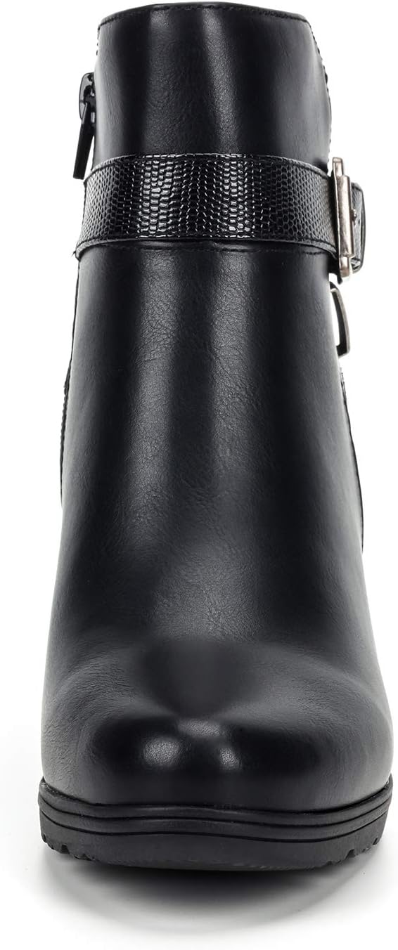 Detalle de mysoft Women's Chunky Heel Ankle Boots with Side Zipper, Wide Width