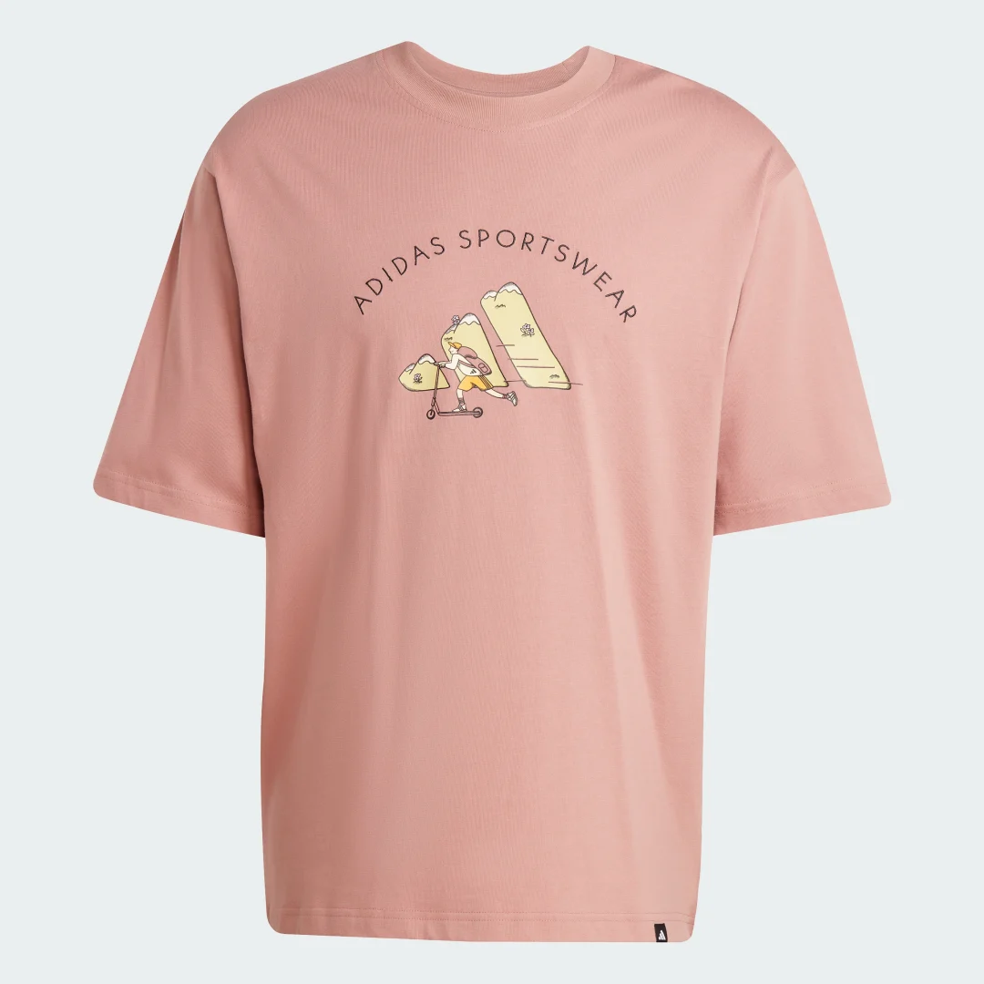 Thumbnail 3 de Codes Doodle Scooter Graphic Tee de Adidas – rosa
