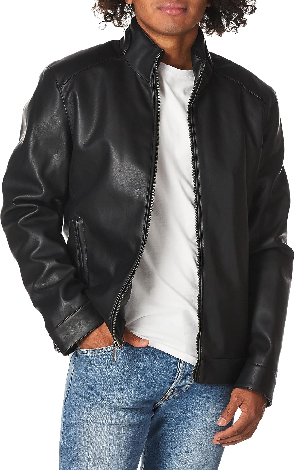 Detalle de Cole Haan Signature Zip Front Faux Leather Jacket