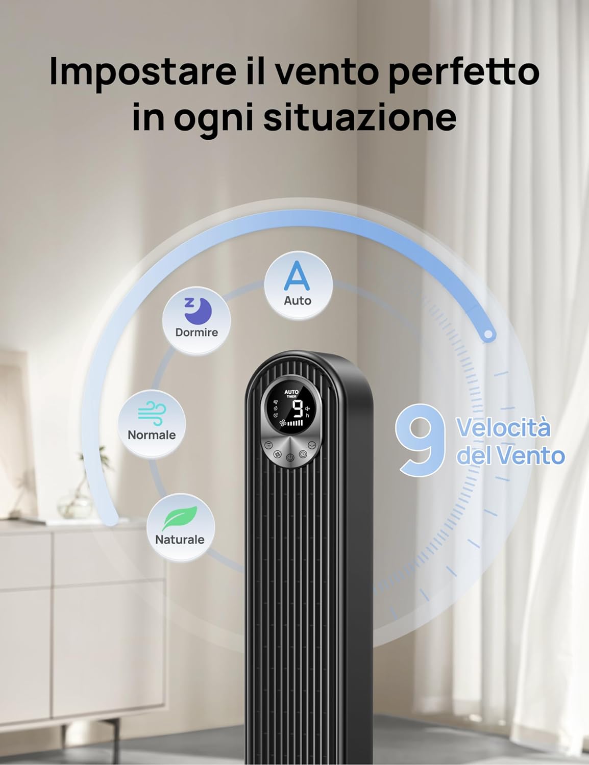 Detalle 2 de DREO Ventilatore a Torre 106 cm: potenza, silenziosità e copertura ampia