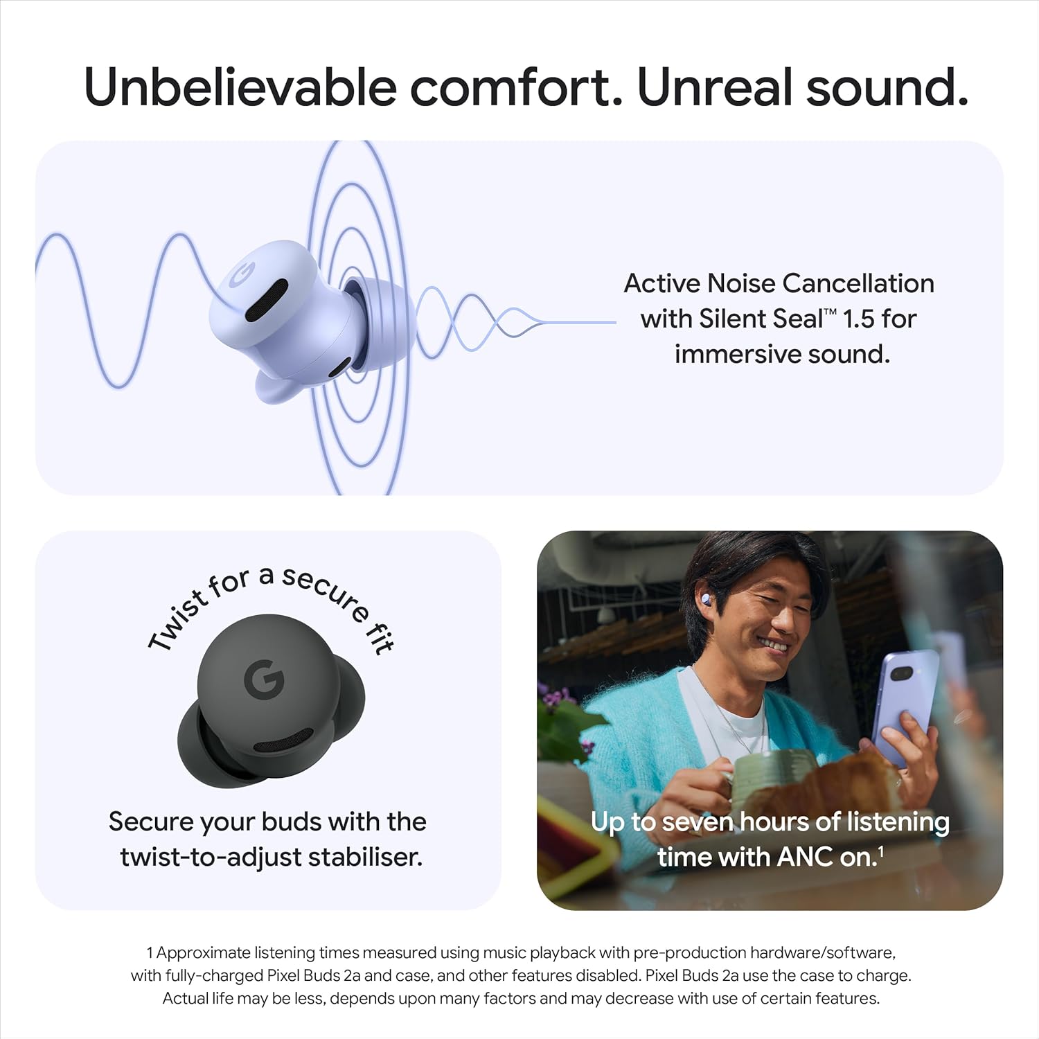 Detalle 2 de Google Pixel Buds 2a wireless earbuds with ANC