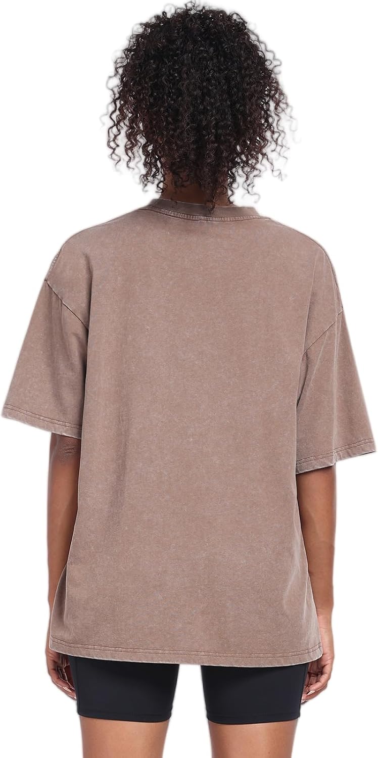 Thumbnail 4 de SnowElve Women's Washed Vintage Oversized T-Shirt – Soft Cotton Baggy Tee