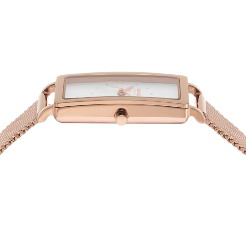 Detalle 1 de Skagen Hagen reloj para mujer de cuarzo, rectangular, oro rosa y esfera blanca