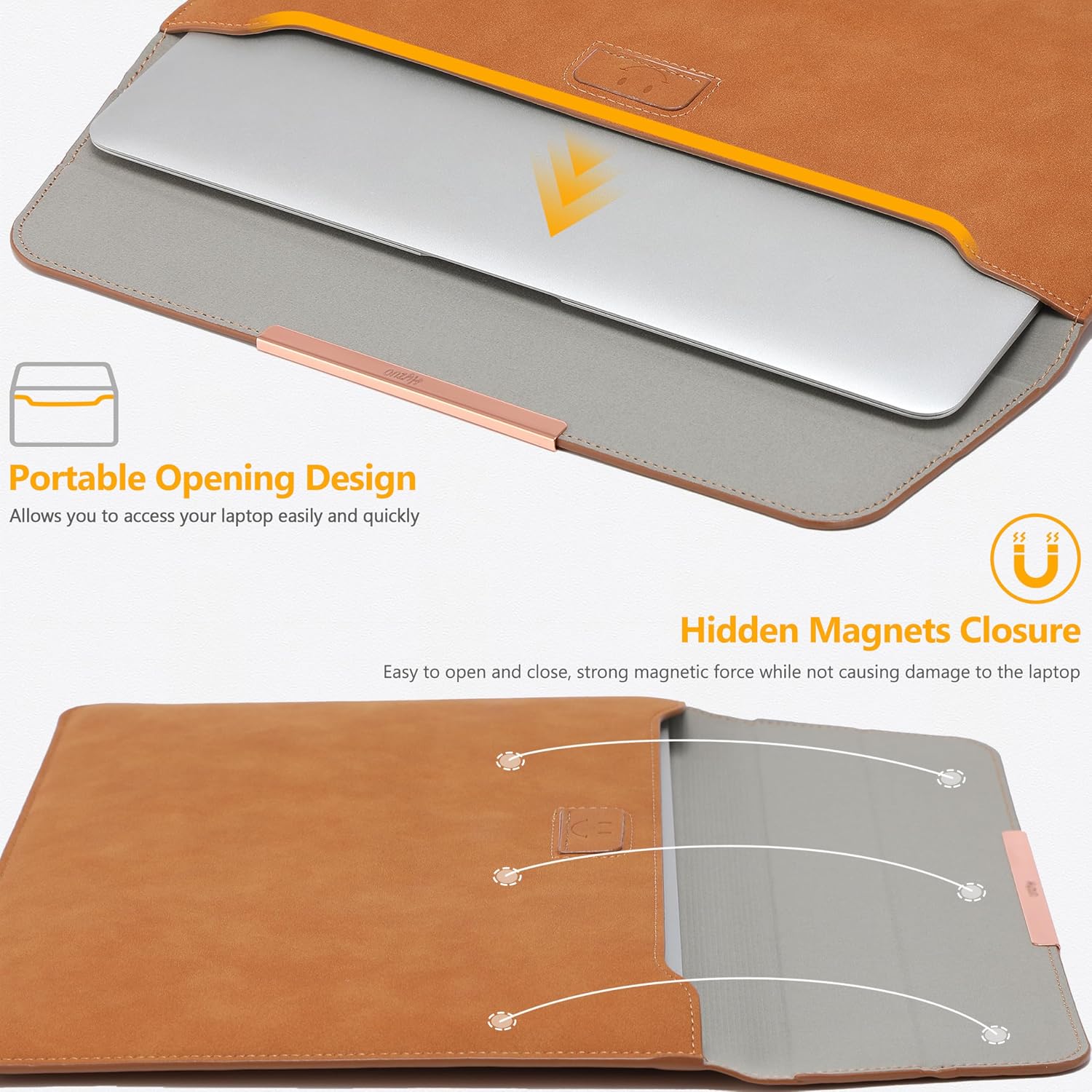 Thumbnail 4 de HYZUO 15–16 Zoll Laptophülle mit Standfunktion und Magnetverschluss (Smiley-Design)