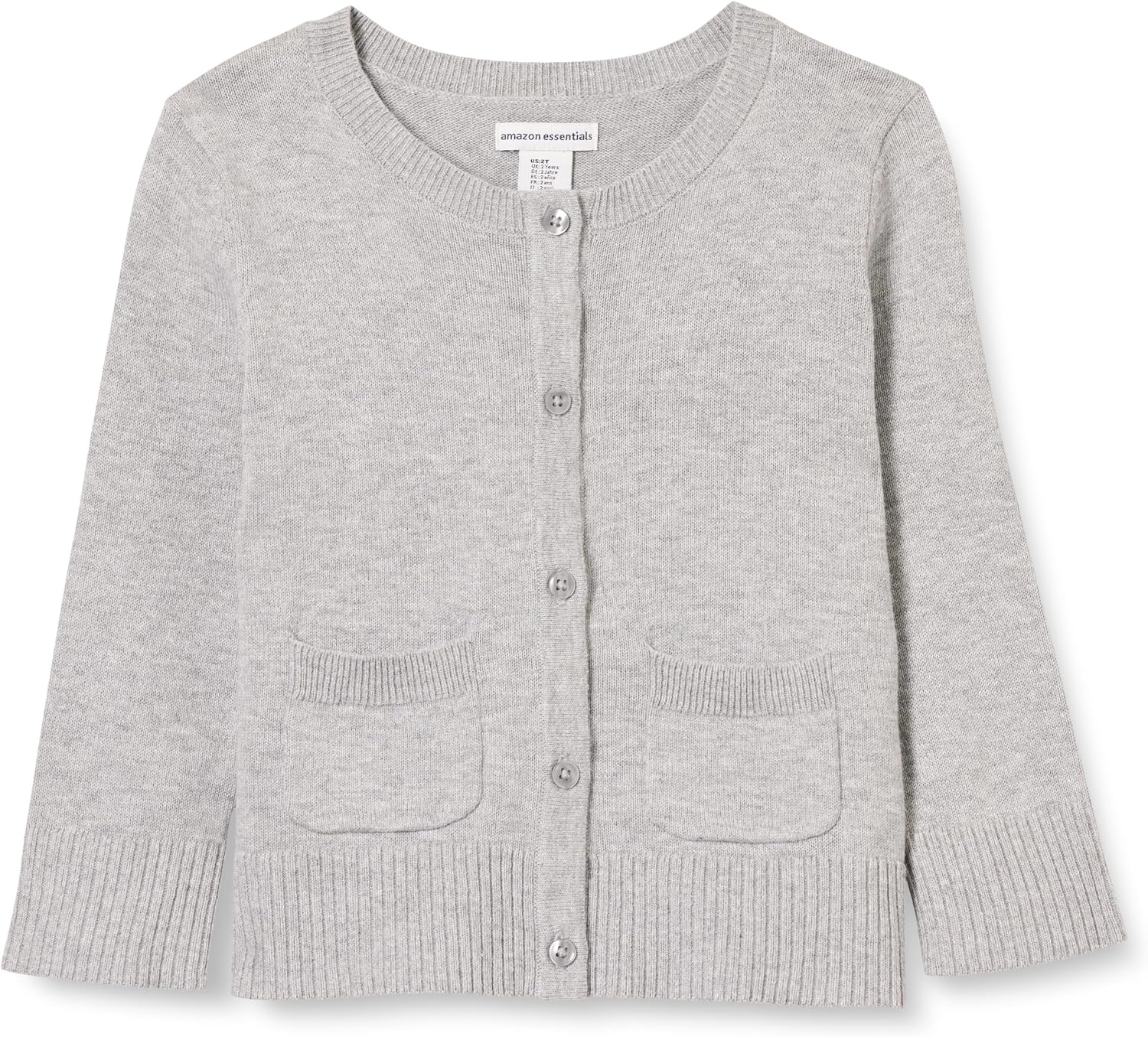 Detalle de Amazon Essentials Mädchen schmal geschnittener Cardigan-Pullover mit Rundhalsausschnitt (Baumwollgarn)