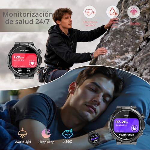 Detalle 2 de Reloj Inteligente Soudorv para Hombre con Linterna 1.53'' | 1000 mAh, IP68, Llamadas Bluetooth y 100+ Modos Deportivos