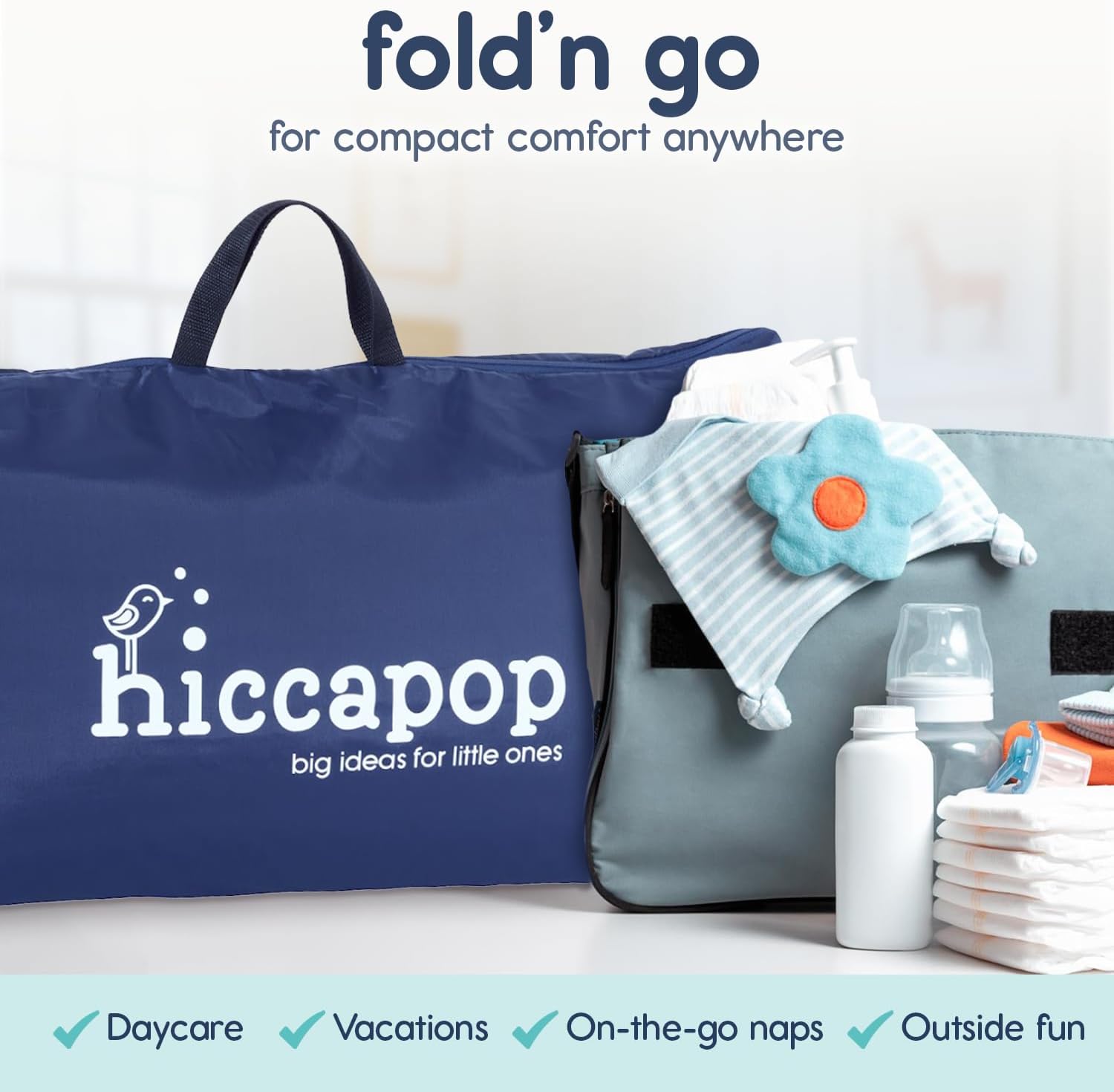 Thumbnail 4 de Hiccapop Playard Mattress Pad (38"x26"x1.25") with Carry Bag — Portable Crib Pad for Playard & Nap Time