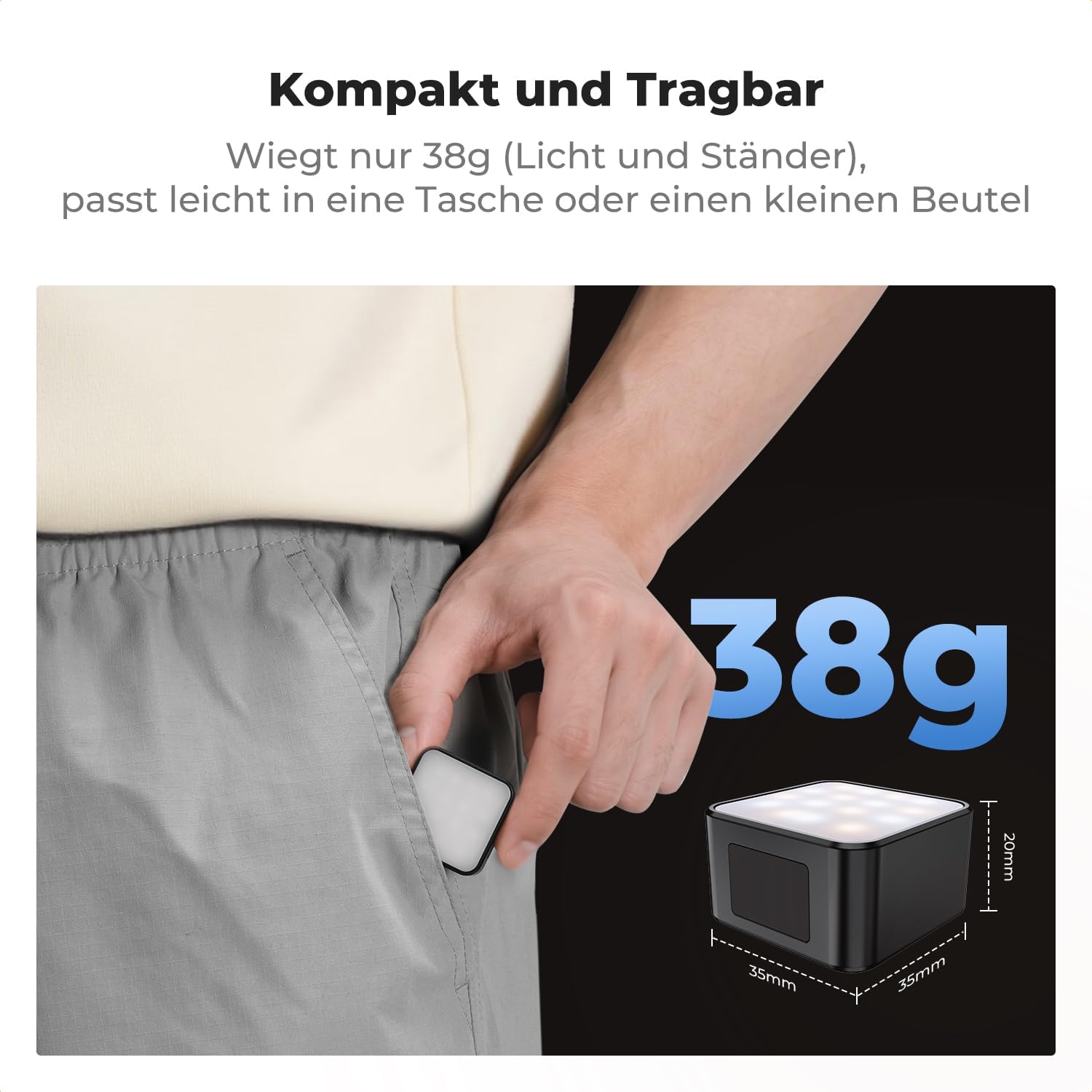 Thumbnail 3 de K&F CONCEPT Magnetisches Mini Video Licht für DJI Osmo Pocket 3 – mit 3 Farbtemperaturen und 2 Helligkeitsstufen