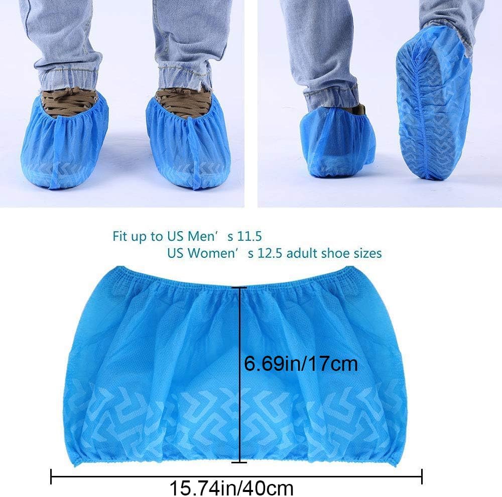 Detalle de Tomus-UNI Disposable Shoe Covers, 200 Pack, Double-Rib Grip, Elastic Fit