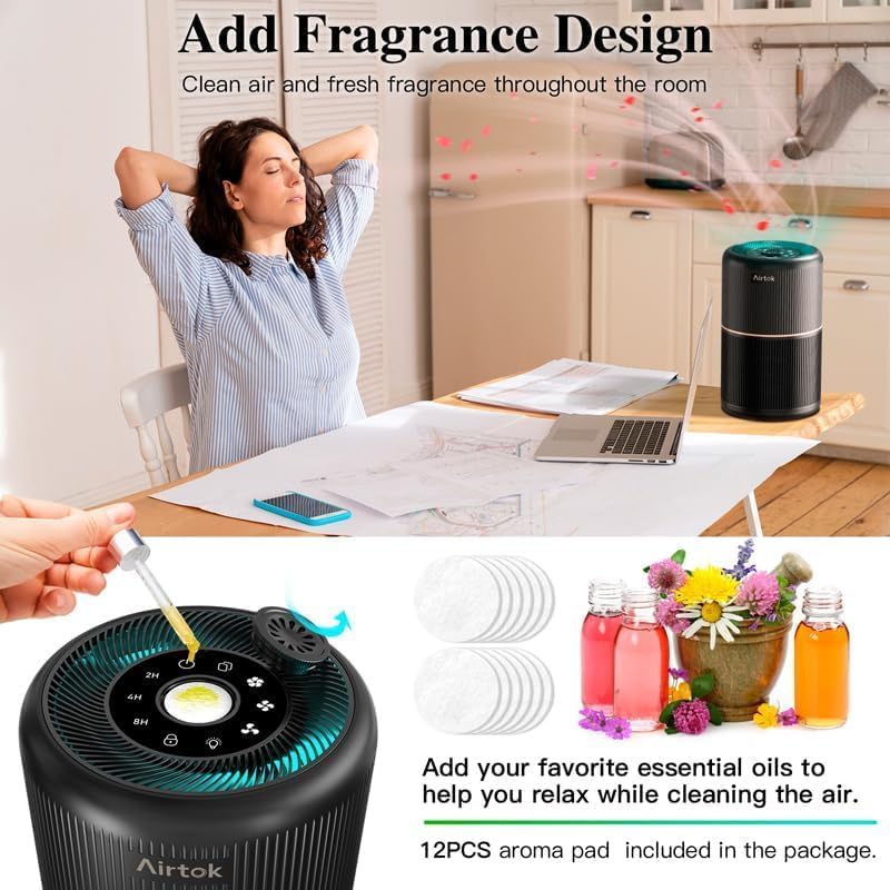 Thumbnail 4 de AIRTOK AP0601 luchtreiniger met H13 HEPA-filter, 360°-inlaat en aromapads