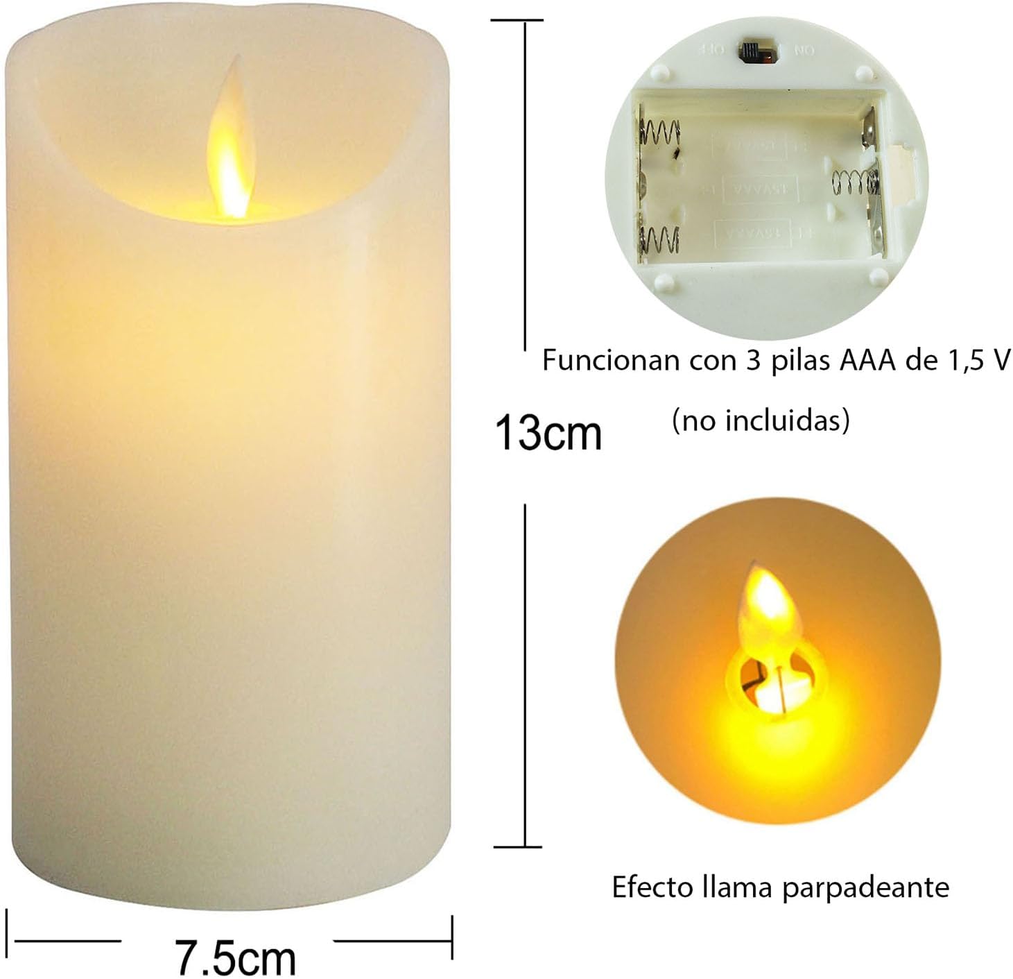 Thumbnail 1 de furein Velas LED de cera auténtica 13x7cm