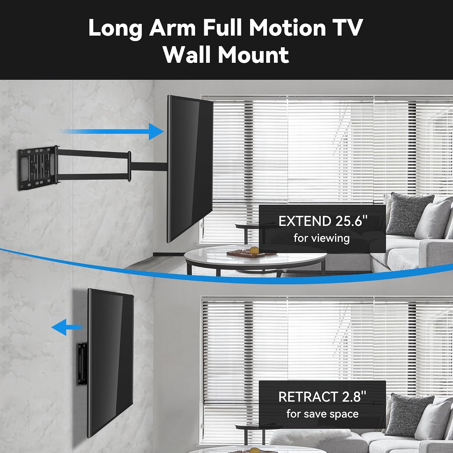 Thumbnail 1 de FORGING MOUNT Long Arm TV Wall Mount for 26-60 Inch TVs (Up to 77 lbs) with 25.6-Inch Full Motion Arm