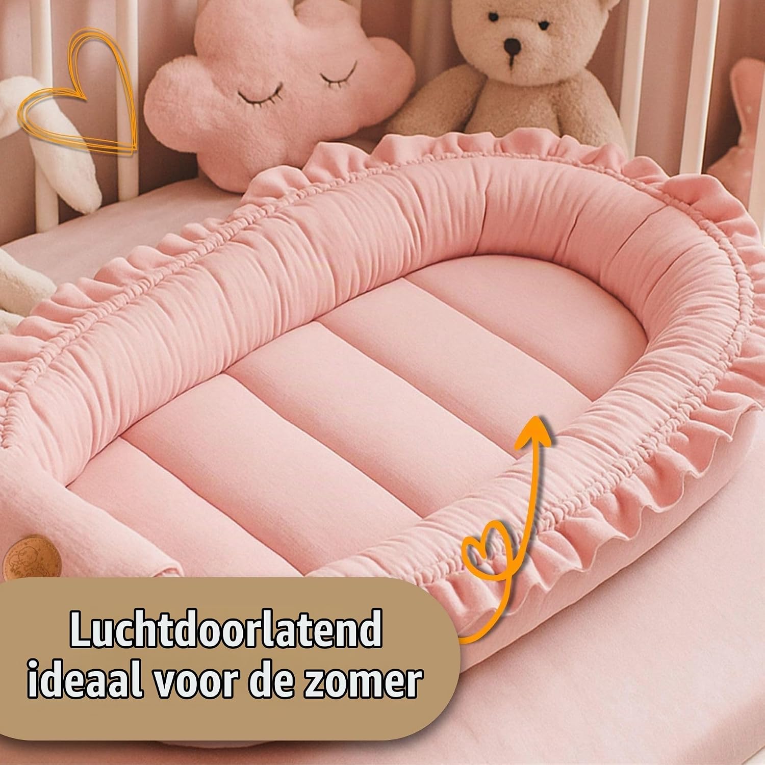 Detalle de Totsy Baby babynest van mousseline 90 x 50 cm met draaggreep